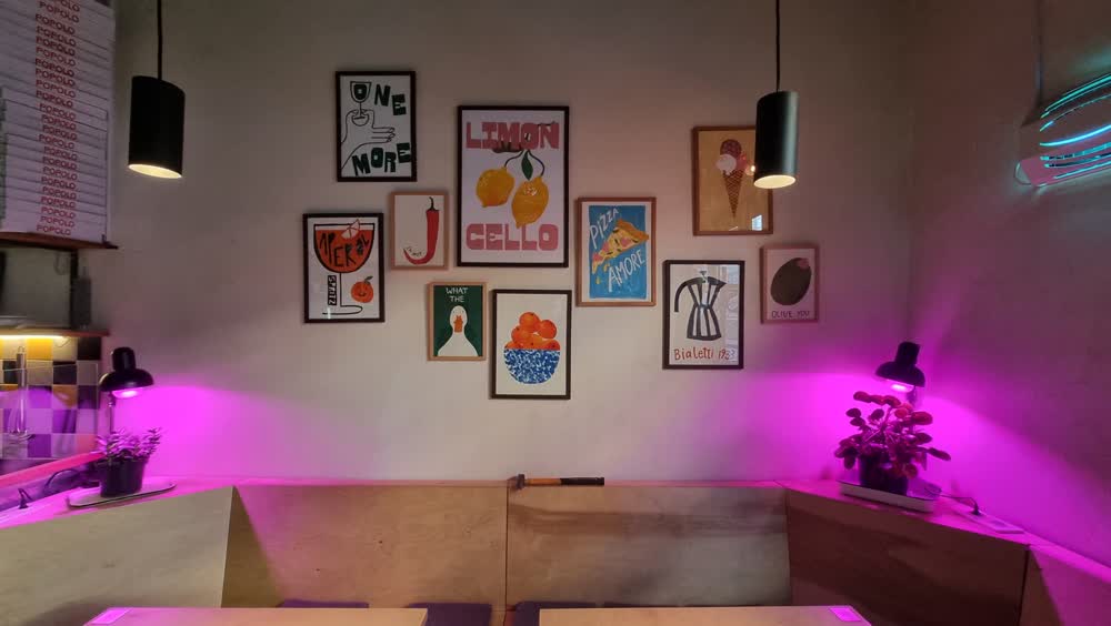 Inside Popolo in the evening